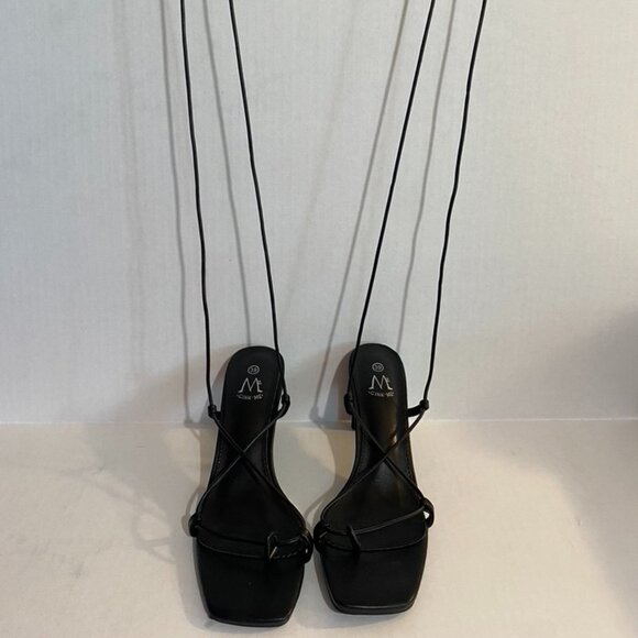 Cink Me Self-Tie Lace Up Square Toe 3" Flat Block Heels Size 39 (8.5 - 9 US) - Picture 3 of 5